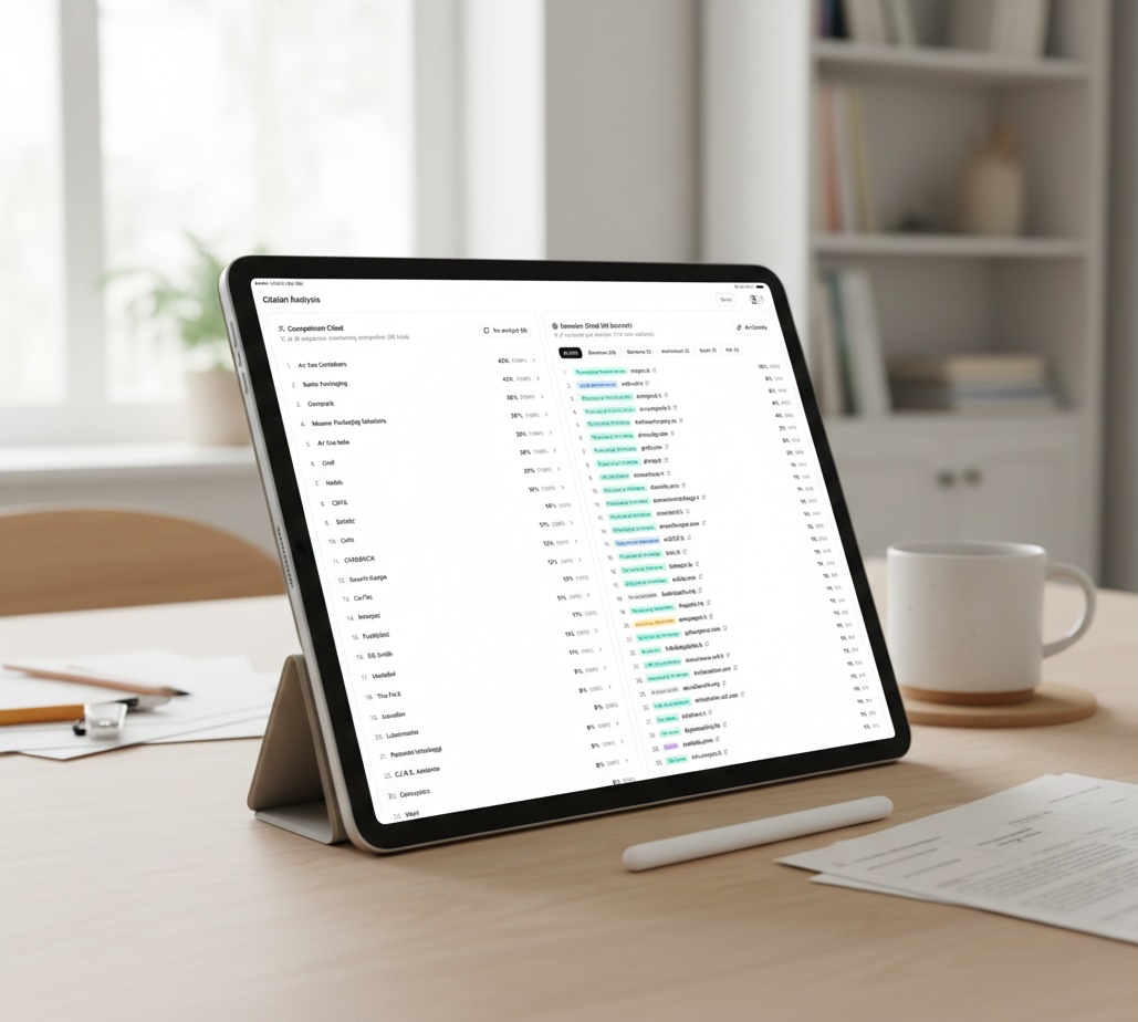 Piattaforma GEO - Analisi Competitor su iPad