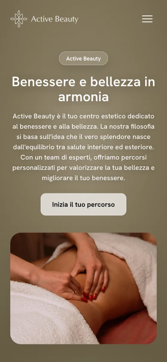 Il sito di Active Beauty sul telefono