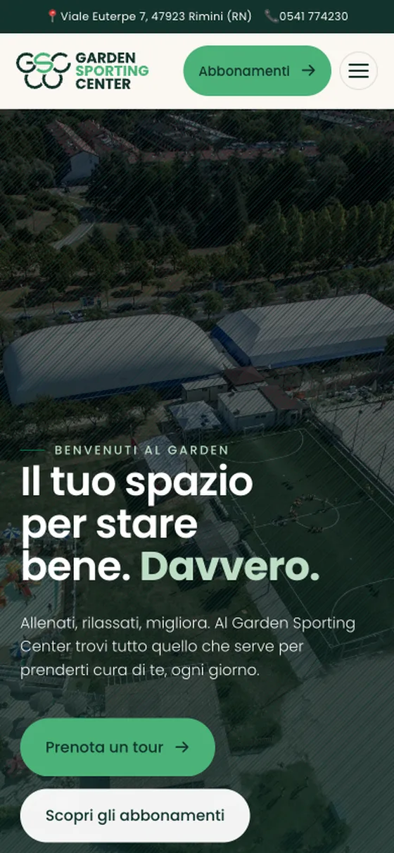 Il sito di Garden Sporting Center sul telefono