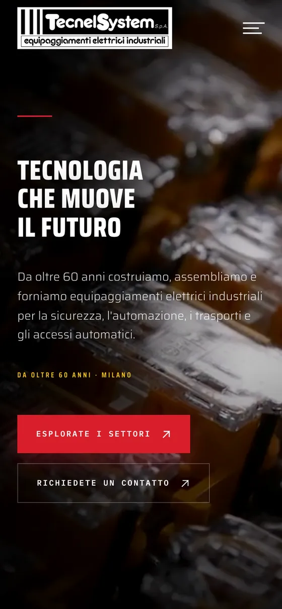 Il sito di Tecnel System sul telefono