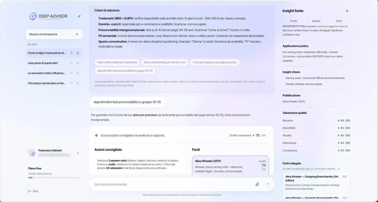 Deep Advisor, Il motore di ricerca e conoscenza