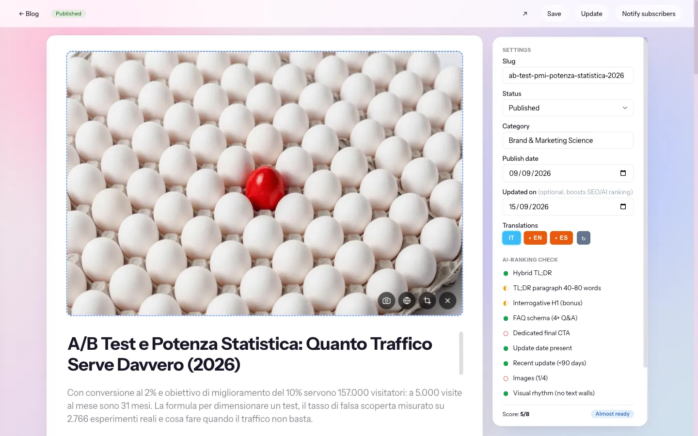 DeepCMS, L'editor del blog