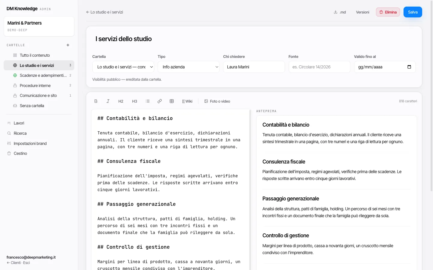 DM Knowledge, Un documento
