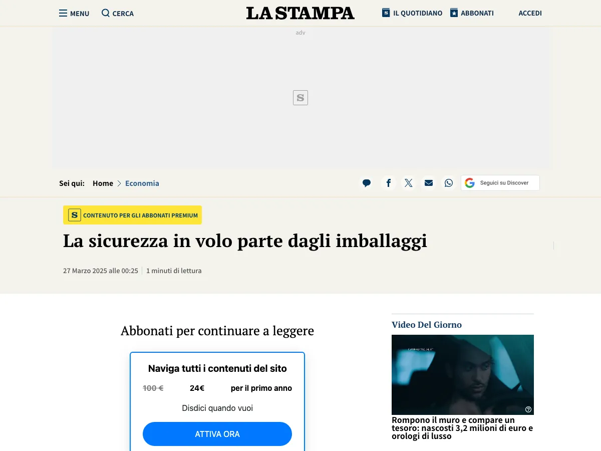 Serpac, Uscita su La Stampa, Economia