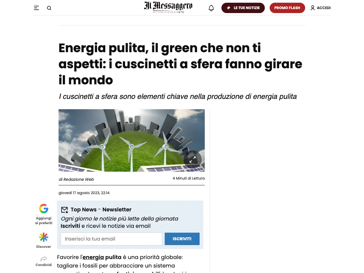 Special Bearings, Uscita su Il Messaggero, Ambiente
