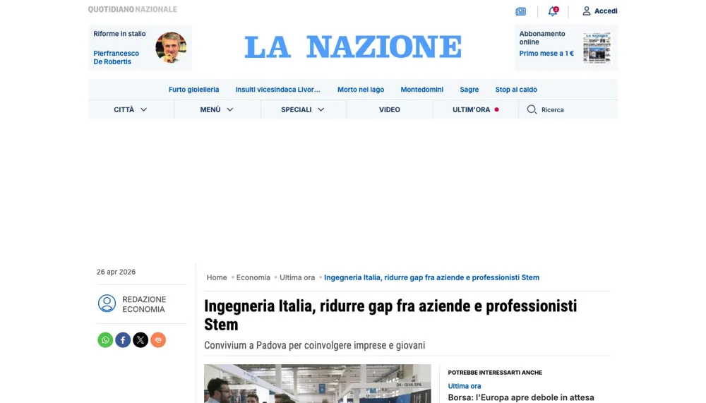 Ingegneria Italia, Uscita su La Nazione, Economia