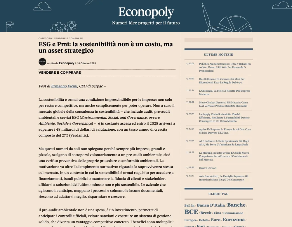 Serpac, Uscita su Il Sole 24 Ore, Econopoly