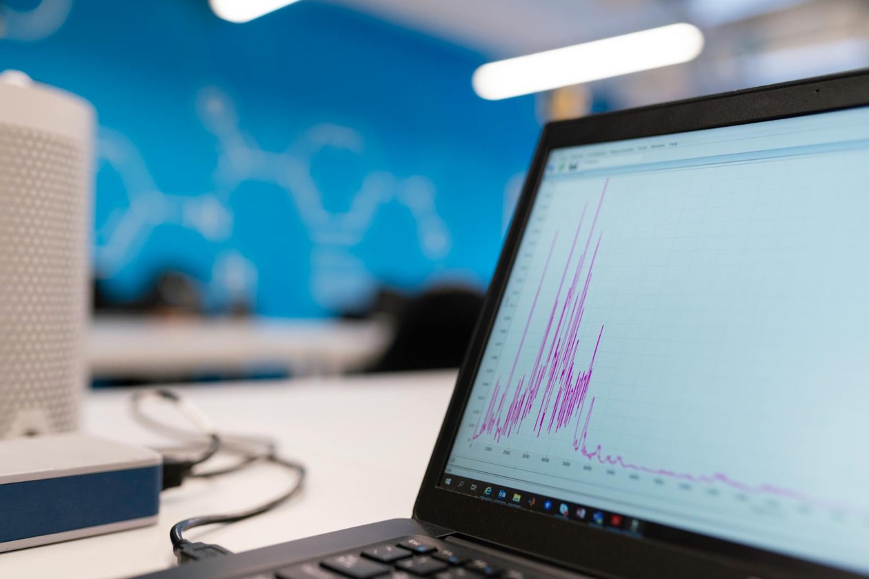 Analytics dashboard on a laptop &mdash; measuring penetration, reach and share-of-voice in evidence-based marketing